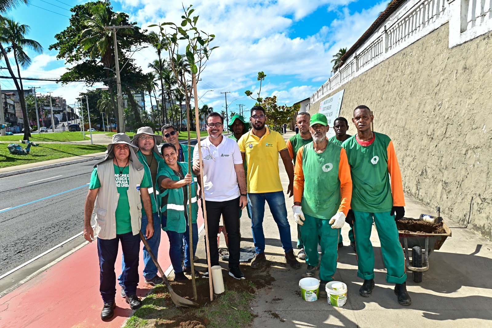 Prefeitura de Salvador planta 50 mudas na orla de Amaralina e mexe com a paisagem local